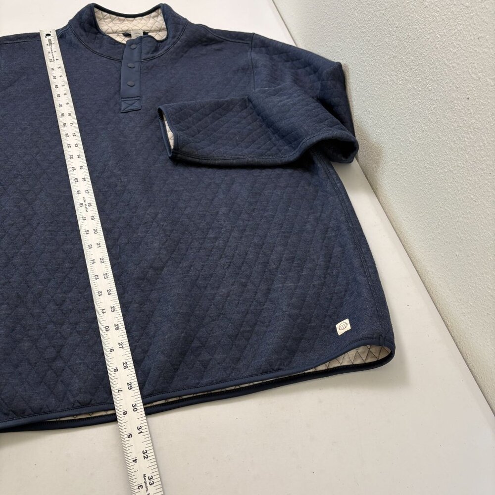 Marine Layer Corbet Pullover Mens XL Blue Reversible Quilted 1/4 Snap Sweater - Picture 13 of 13